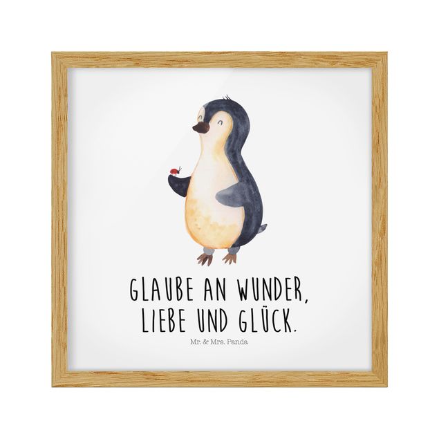 Tierbilder mit Rahmen Mr. & Mrs. Panda - Pinguin - Wunder und Glück