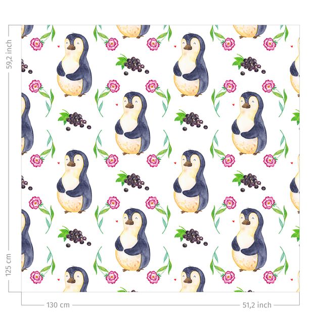 Vorhang nach Maß Mr. & Mrs. Panda - Pinguin mit Nelken und Trauben