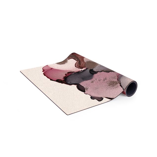 Teppich Esszimmer Pink-Beige Tropfen mit Roségold