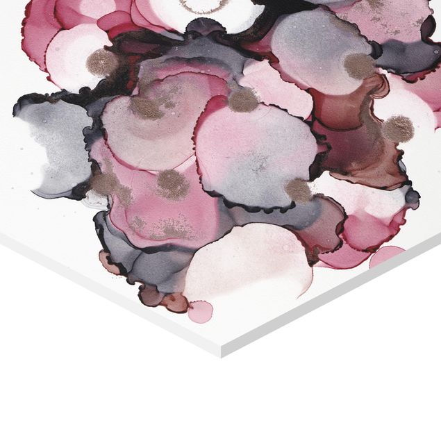 Bilder Hexagon Pink-Beige Tropfen mit Roségold