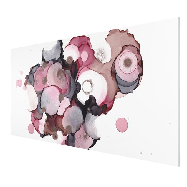 Wandbilder Abstrakt Pink-Beige Tropfen mit Roségold