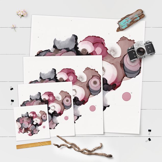 Poster - Pink-Beige Tropfen mit Roségold - Quadrat 1:1