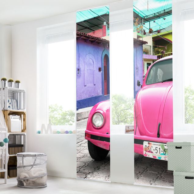 Schiebegardinen Skyline Pink VW Beetle