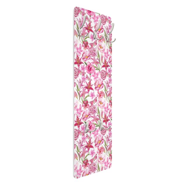 Garderobe mit Motiv Pinke Blumen mit Schmetterlingen