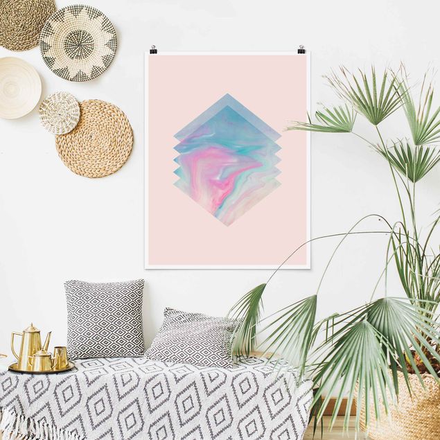 Wandbilder Abstrakt Pinkes Wasser Marmor