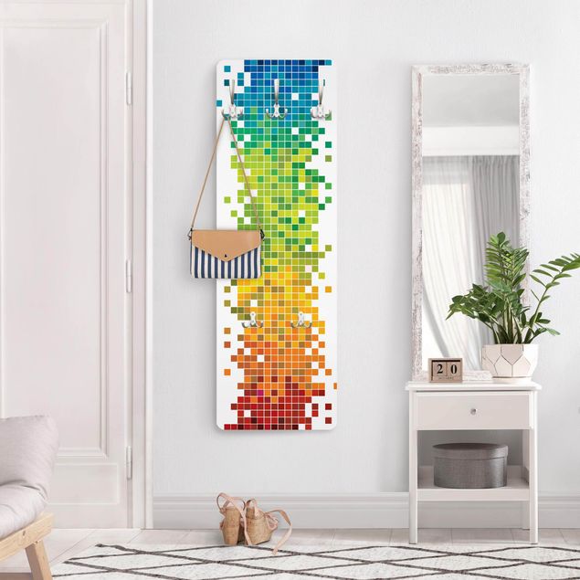 Wandgarderoben Muster Pixel-Regenbogen