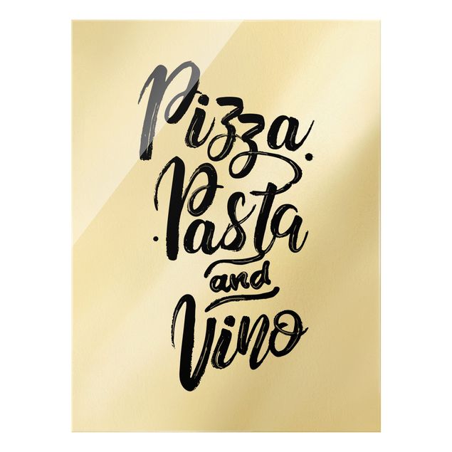 Wandbilder Schwarz-Weiß Pizza Pasta und Vino