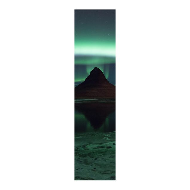 Schiebegardine Wald Polarlicht in Island