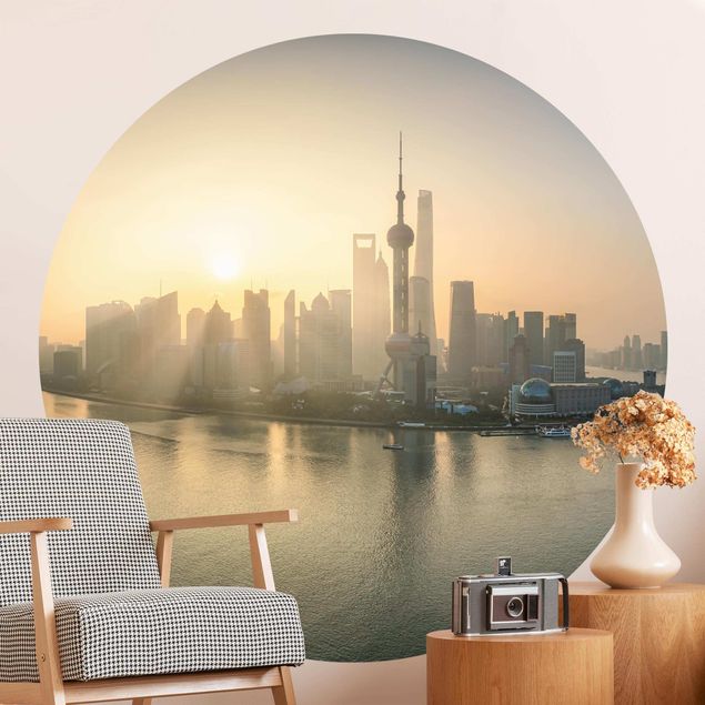 Fototapete modern Pudong bei Sonnenaufgang