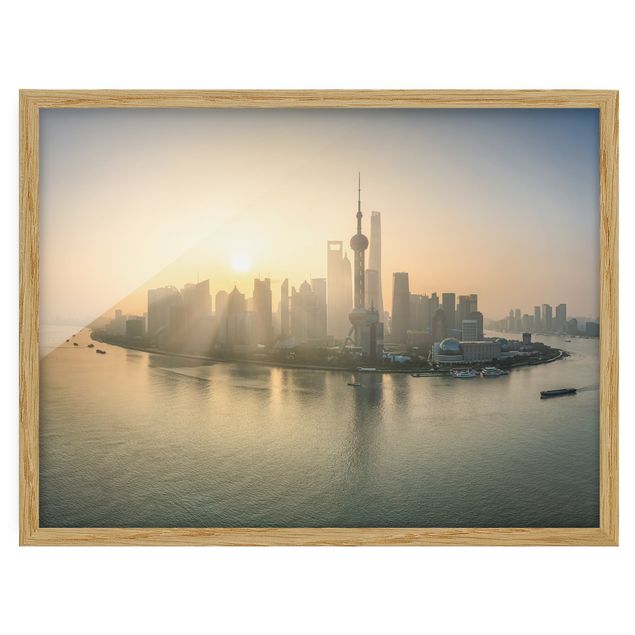 Wandbilder Orange Pudong bei Sonnenaufgang