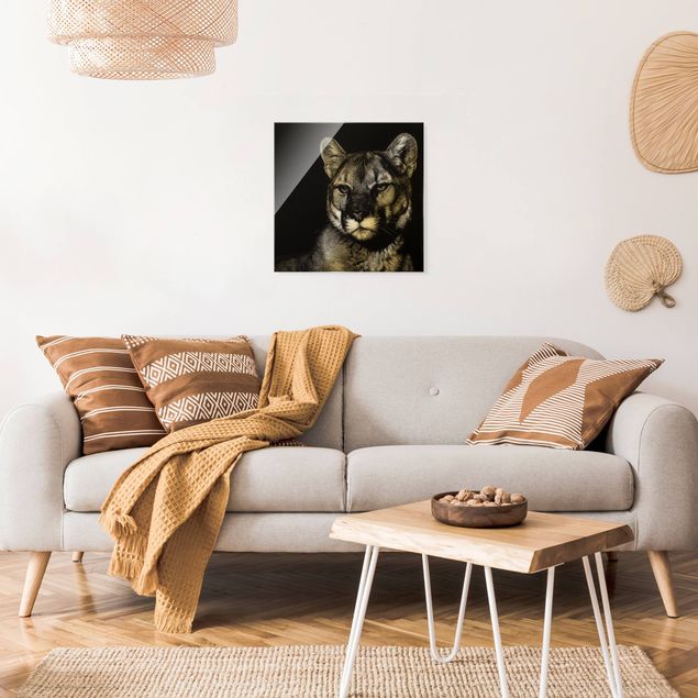Wandbilder Modern Puma vor Schwarz