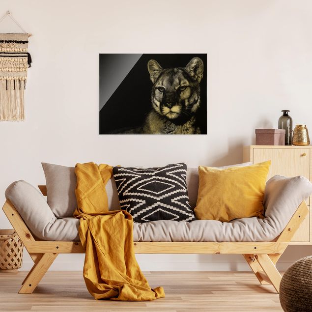 Wandbilder Modern Puma vor Schwarz