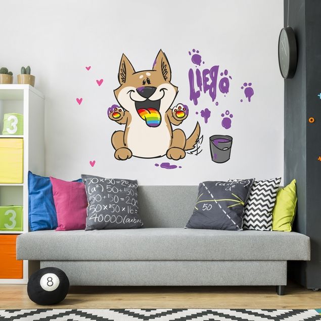 Pummeleinhorn Tapete Pummeleinhorn - Hund mit Farbeimer