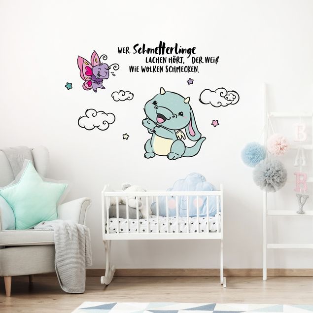 Deko Kinderzimmer Pummeleinhorn - Schmetterling mit Drache