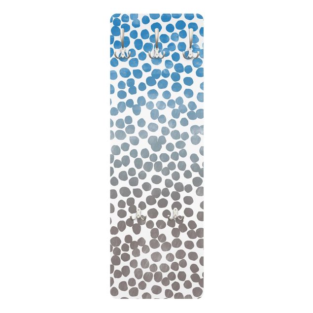 Wandgarderobe mit Motiv Punktemuster Blau Grau - Verlauf
