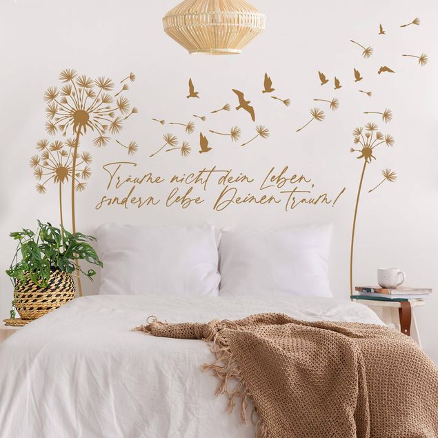 Wandsticker Vögel Pusteblume - Lebe deinen Traum