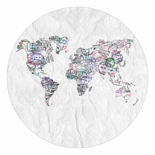 Fototapeten Weiß Reisepass Stempel Weltkarte
