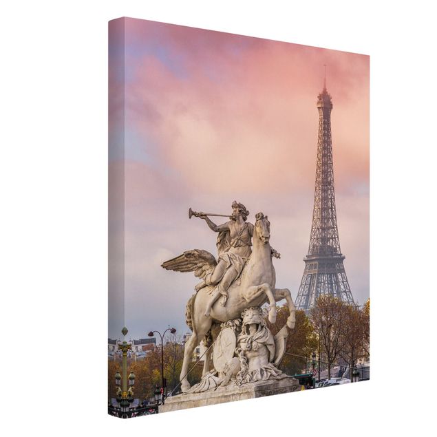 Wandbilder Architektur & Skyline Reiterstatue vor Eiffelturm