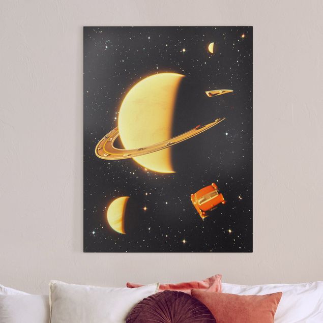 Babyzimmer Deko Retro Collage - Die Ringe des Saturn