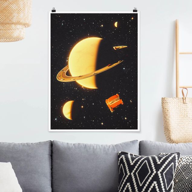 Wandbilder Autos Retro Collage - Die Ringe des Saturn