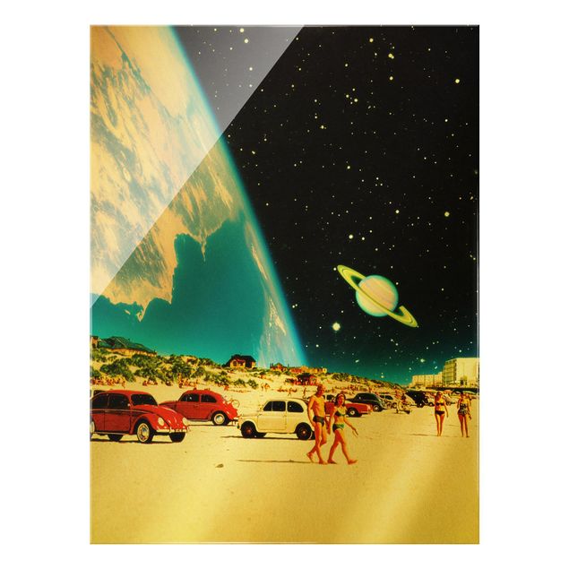 Wandbilder Autos Retro Collage - Galaktischer Strand
