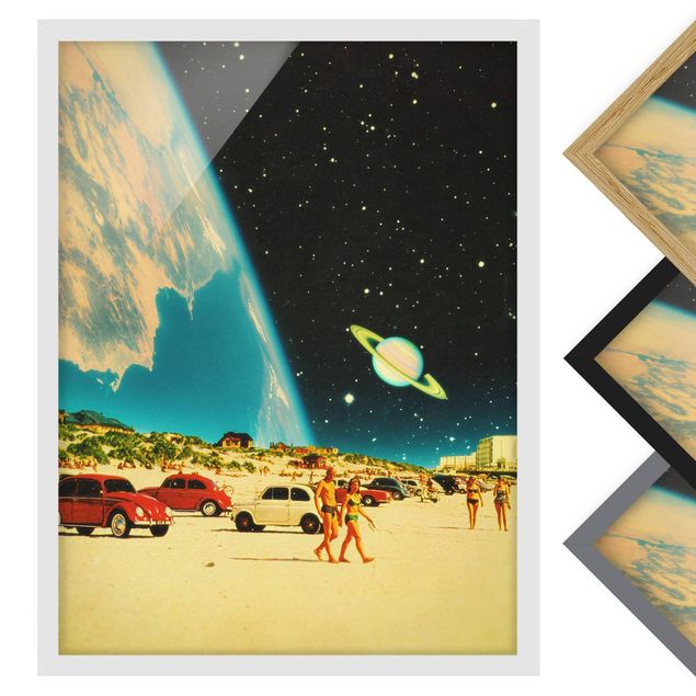 Wandbilder Autos Retro Collage - Galaktischer Strand