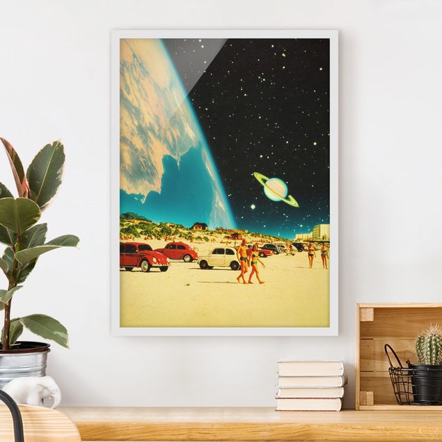 Strandbilder mit Rahmen Retro Collage - Galaktischer Strand