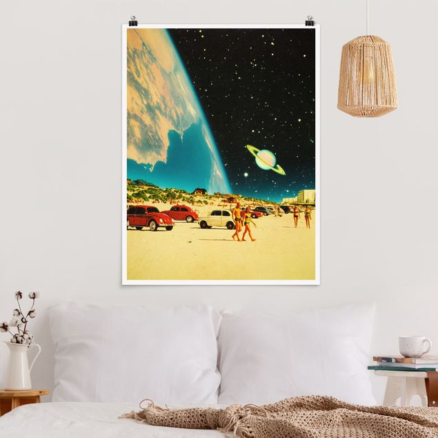 Wandbilder Landschaften Retro Collage - Galaktischer Strand