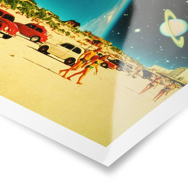 Poster Strand Retro Collage - Galaktischer Strand