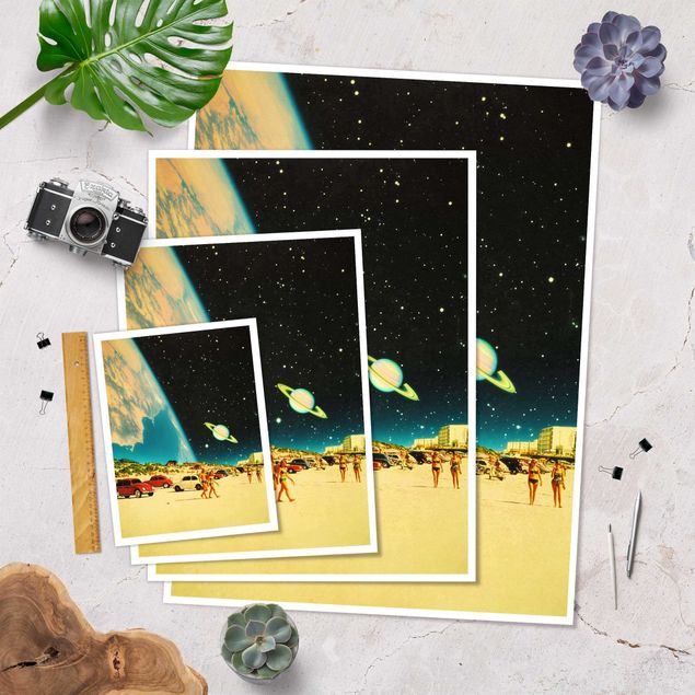 Poster bestellen Retro Collage - Galaktischer Strand