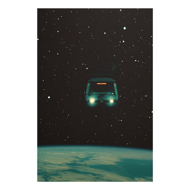 Wandbilder Schwarz Retro Collage - Space Express