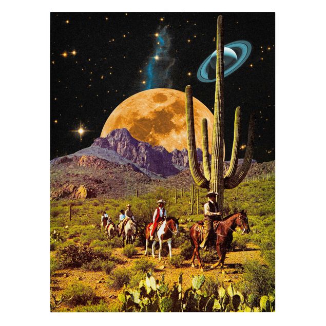 Leinwand Natur Retro Collage - Weltraum Cowboys