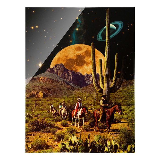Wandbilder Natur Retro Collage - Weltraum Cowboys
