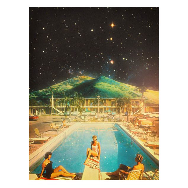 Wandbilder Schwarz Retro Collage - Weltraum Pool