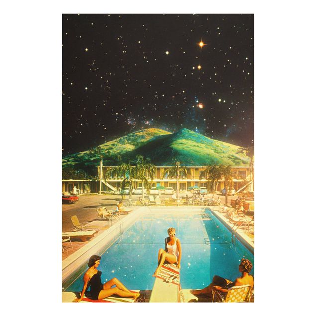 Wandbilder Schwarz Retro Collage - Weltraum Pool