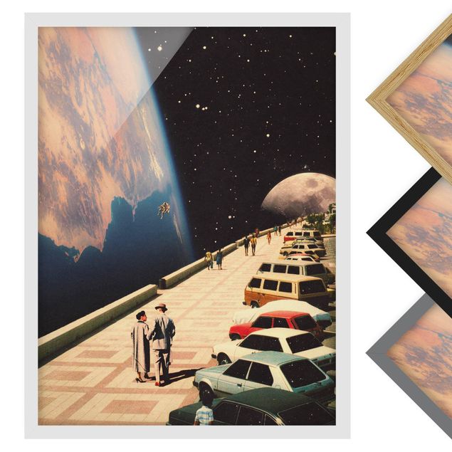 Wandbilder Retro Collage - Weltraum Promenade