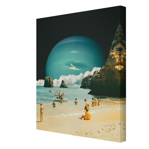 Leinwand Natur Retro Collage - Weltraum Strand