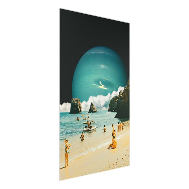 Wandbilder Meer Retro Collage - Weltraum Strand