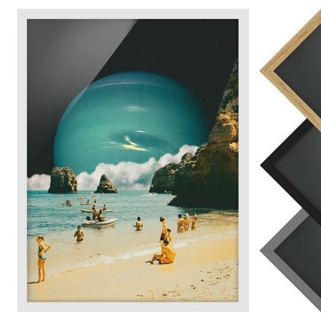 Wandbilder Autos Retro Collage - Weltraum Strand