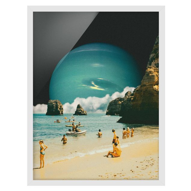 Wandbilder Strände Retro Collage - Weltraum Strand