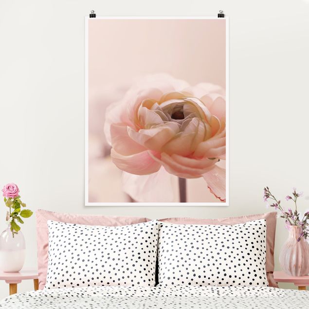 Poster mit Blumen Rosa Blüte im Fokus