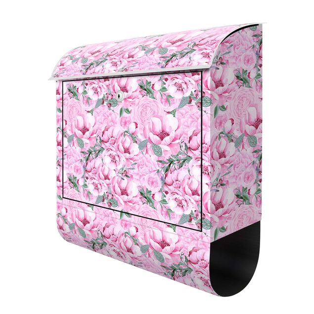 Briefkasten Design Rosa Blütentraum Pastell Rosen in Aquarell