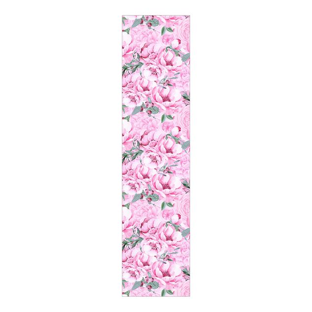 Schiebevorhang Muster Rosa Blütentraum Pastell Rosen in Aquarell