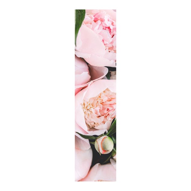 Schiebevorhang Blumen Rosa Pfingstrosen mit Blättern