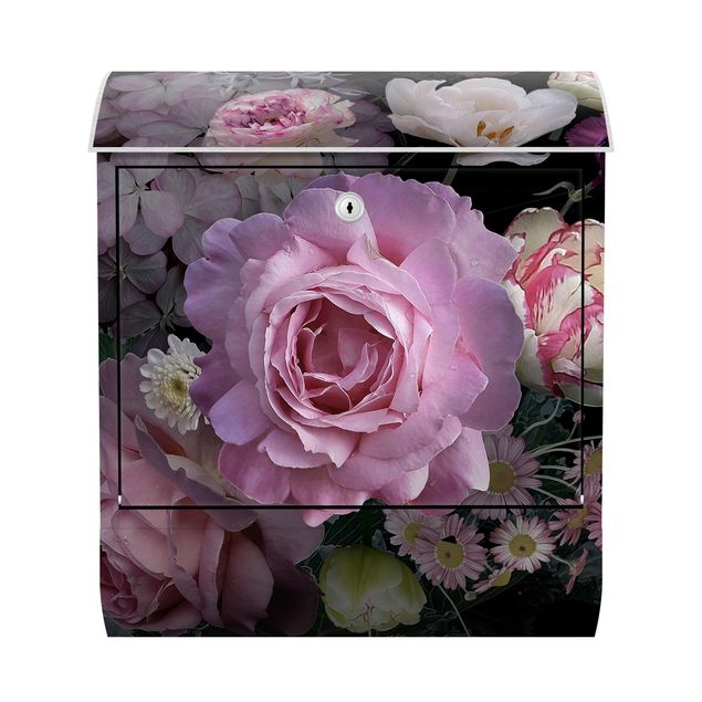 Postkasten rosa Rosentraum Bouquet