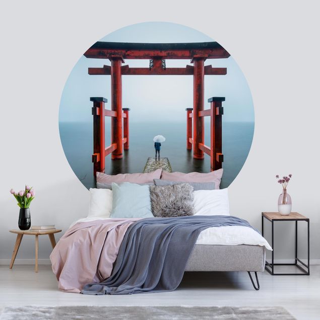 Tapete Natur Rotes Torii am Ashi-See