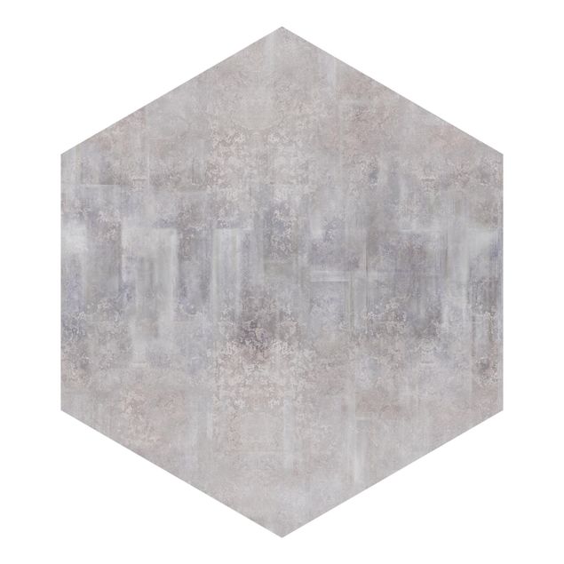 Hexagon Tapete selbstklebend - Rustikales Betonmuster Grau