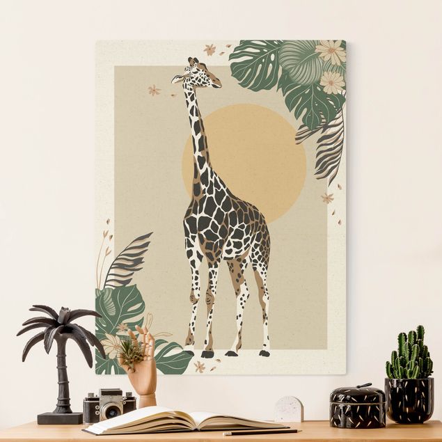 Giraffe Leinwandbild Safari Tiere - Giraffe
