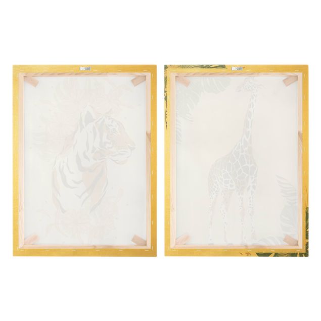 Wandbilder Safari Tiere - Giraffe und Tiger