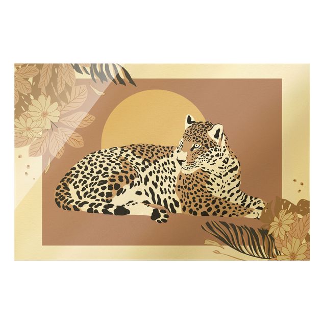 Wandbilder Rosa Safari Tiere - Leopard im Sonnenuntergang